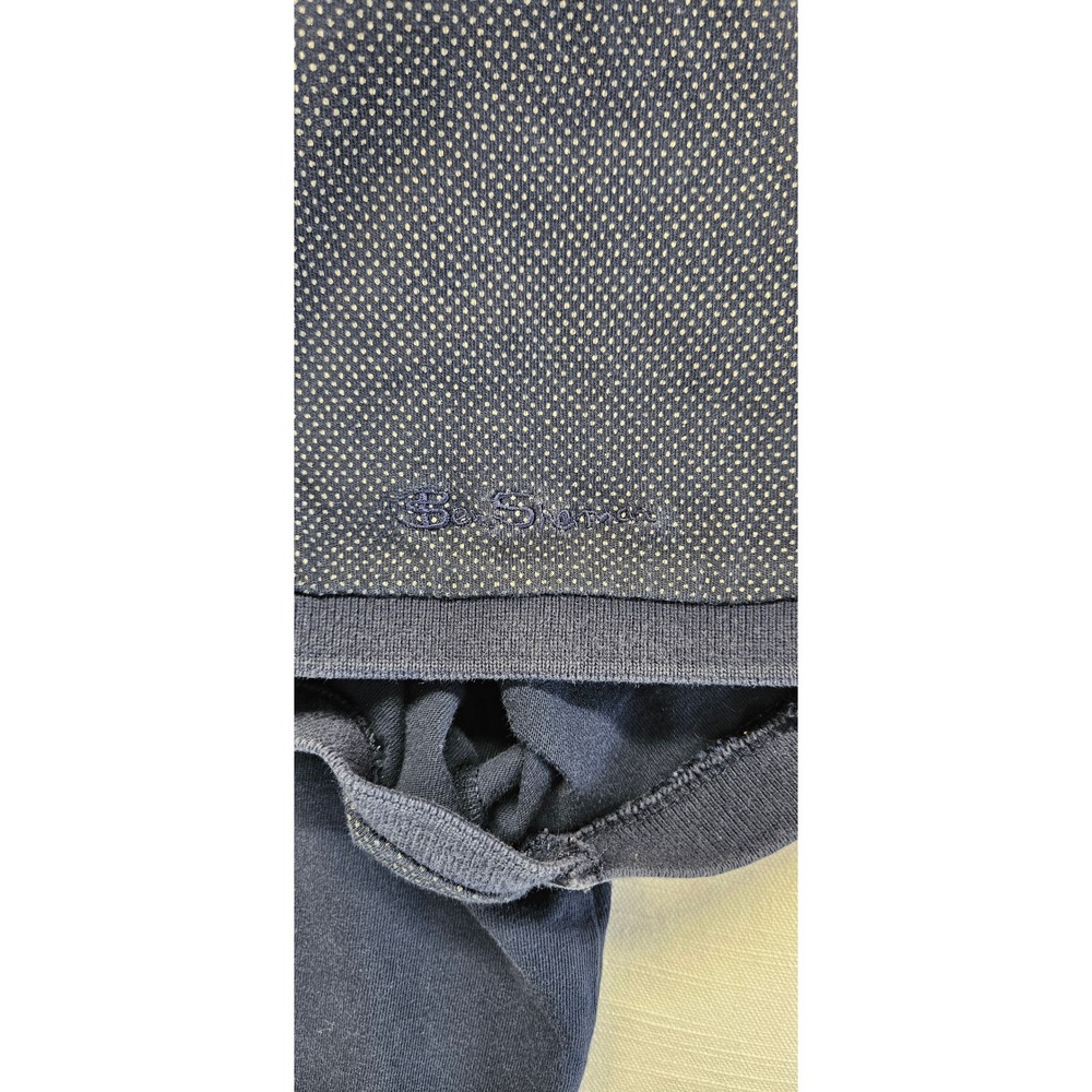 Ben Sherman Mens XXL Navy Blue Micro Dot Two Tone Short Sleeve Polo Shirt - Picture 4 of 5